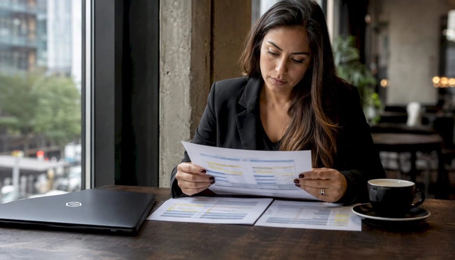 Hiring manager reviewing candidate scores