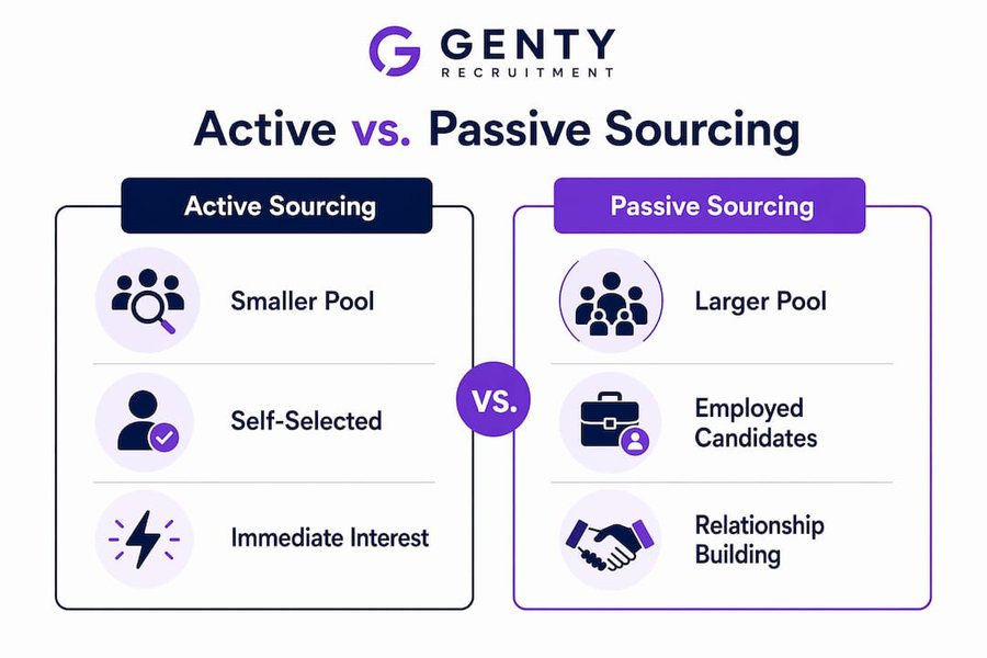 Infographic comparing active and passive candidate sourcing