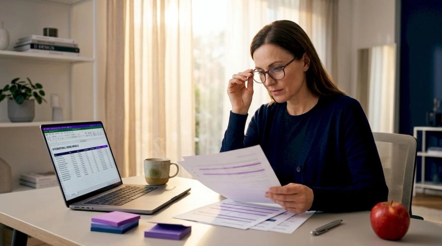 HR manager comparing hiring models at home