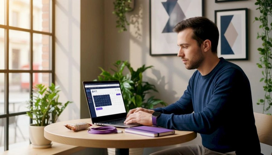 Scheduling startup interviews on laptop