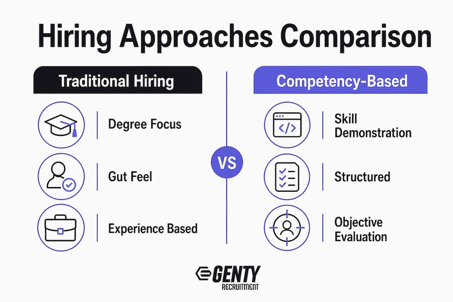 Infographic comparing traditional and competency-based hiring