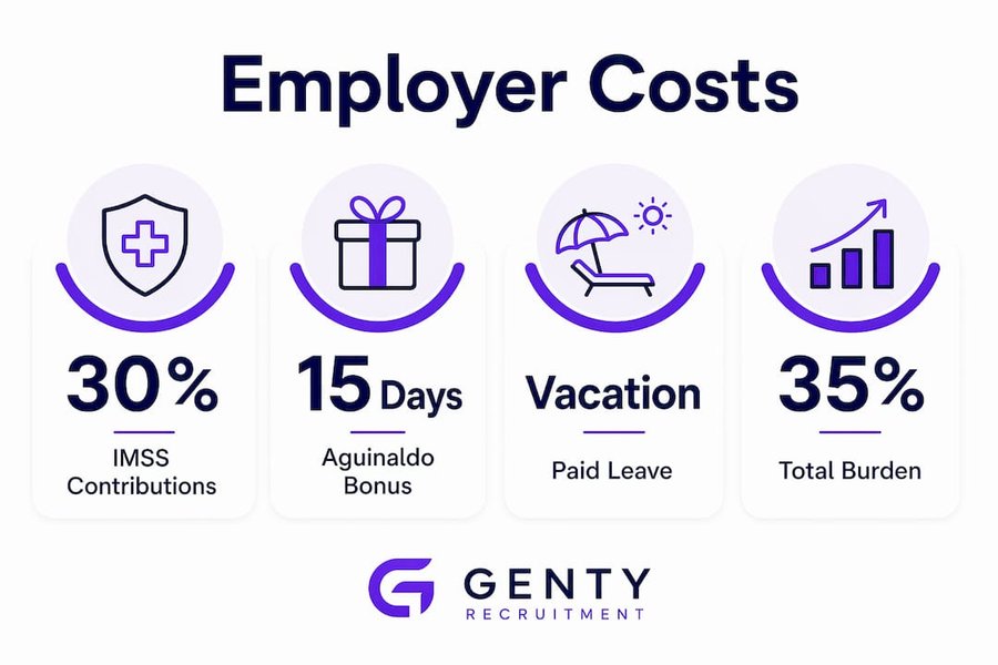 Infographic of mandatory employer costs in Mexico