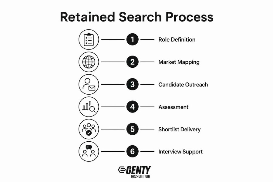 Infographic showing retained search process steps