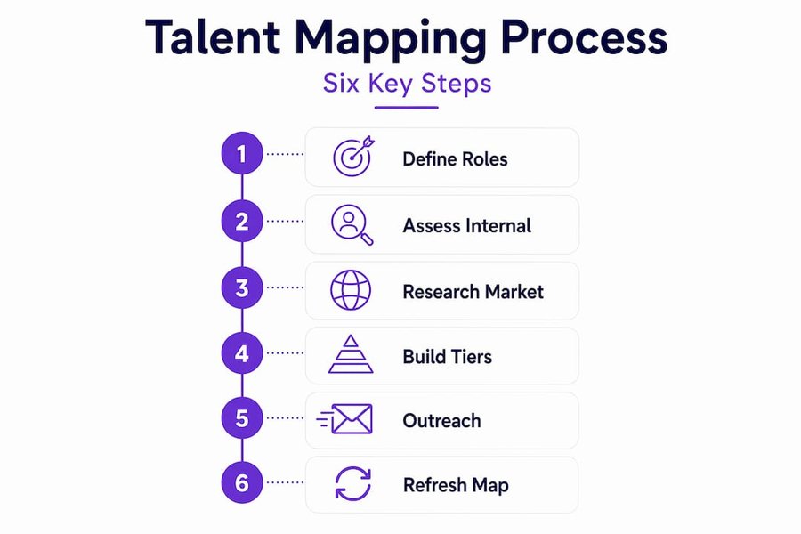 Infographic of talent mapping six step process