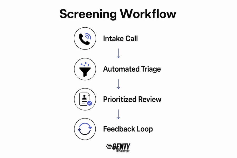 Infographic of four-stage applicant screening workflow