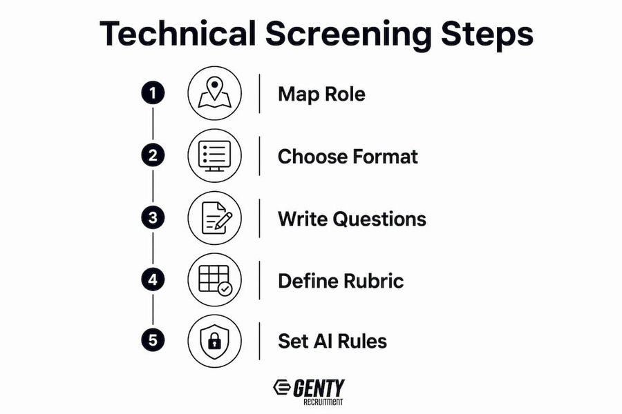 Infographic showing technical screening steps
