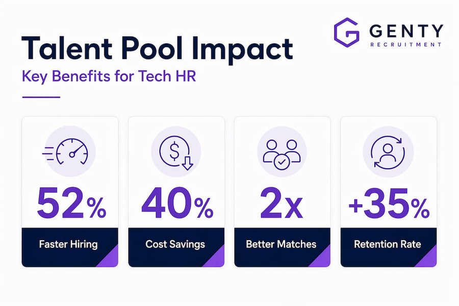 Infographic showing talent pool key business benefits
