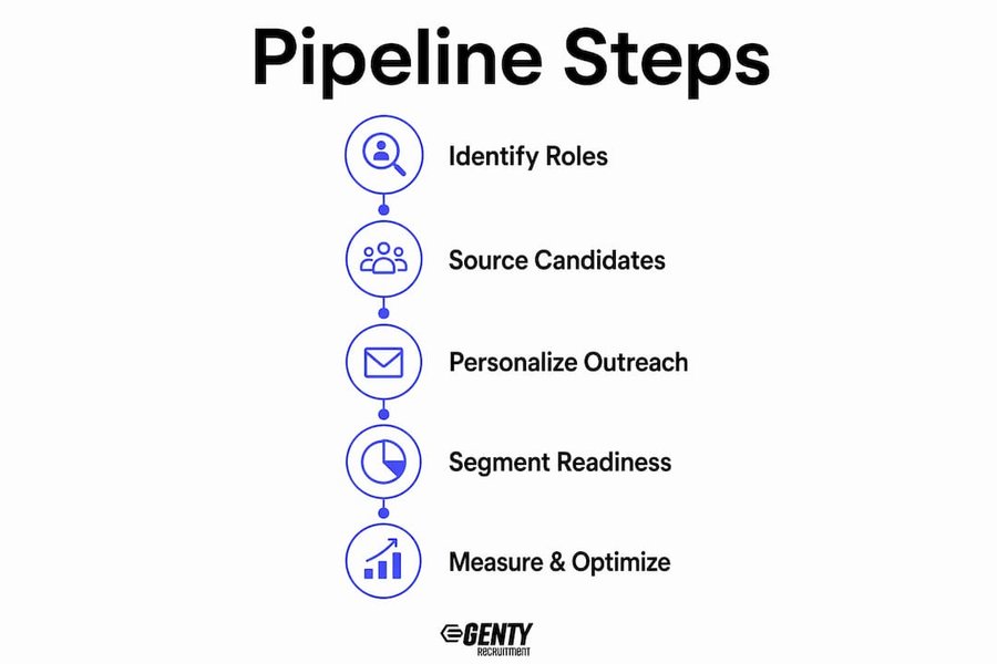 Infographic illustrating talent pipeline building steps