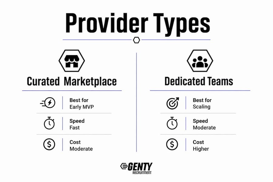 Infographic comparing outsourcing provider types