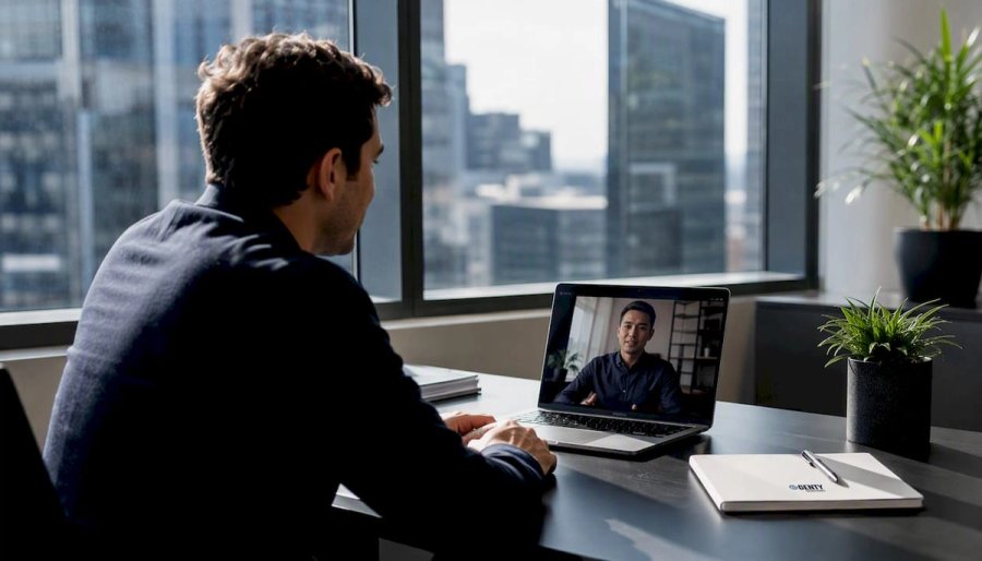 Hiring manager conducting virtual interview