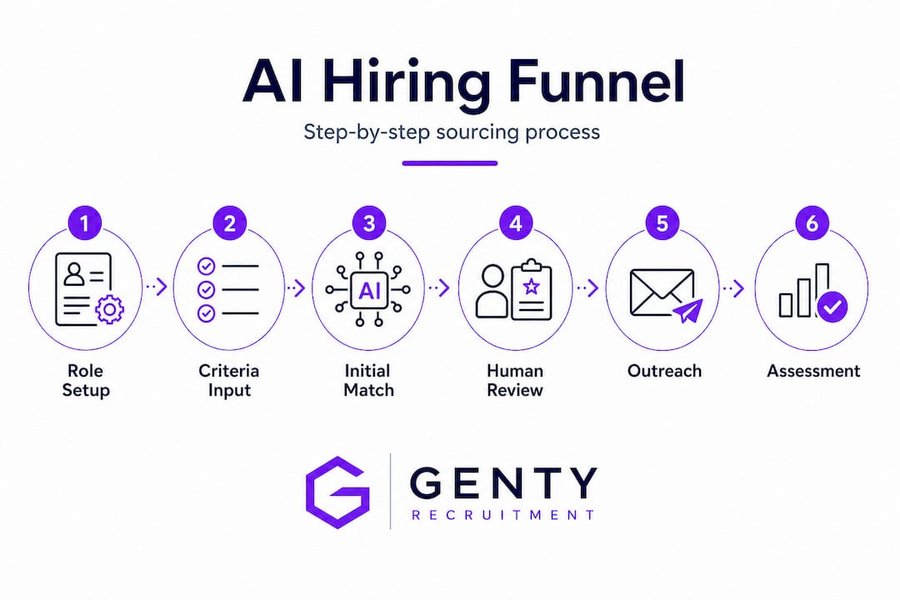 Infographic of AI hiring workflow steps
