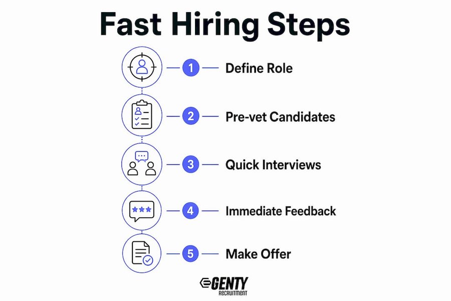 Infographic showing fast hiring steps process