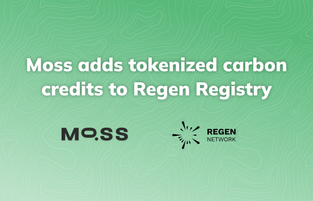 Moss adds tokenized carbon credits to Regen Registry, Moss and Regen Network logos