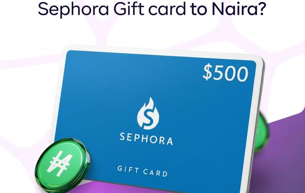 Illustration of a $500 Sephora gift card with the headline "How much is a $500 Sephora Gift Card to Naira?" and Jophab branding.