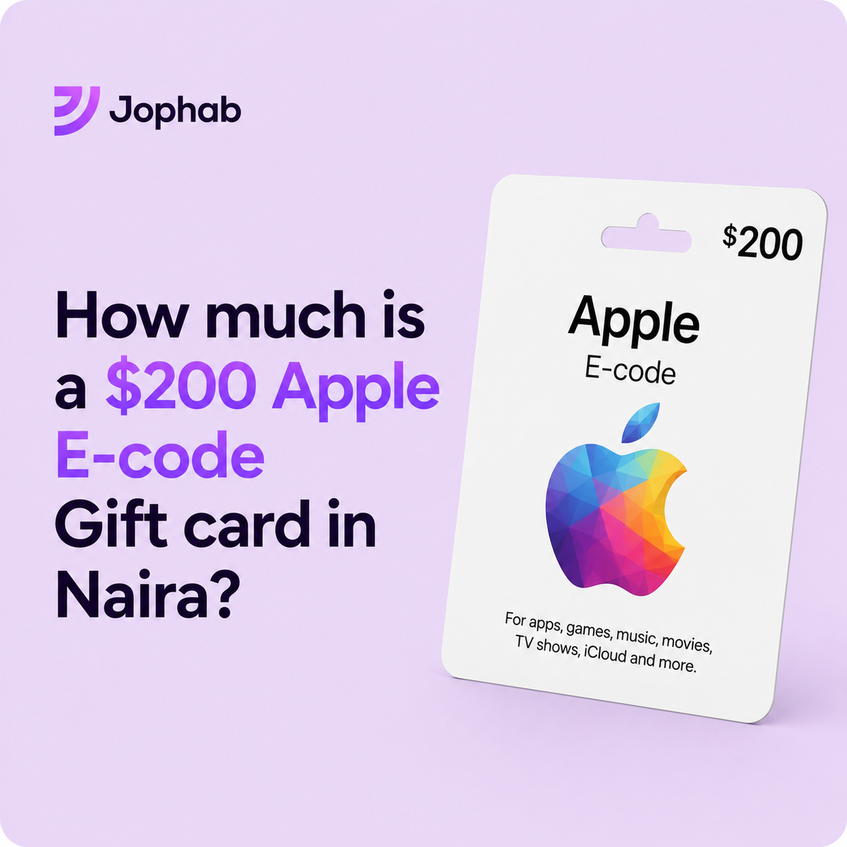 $200 Apple E-Code Gift Card to Naira rate in Nigeria
