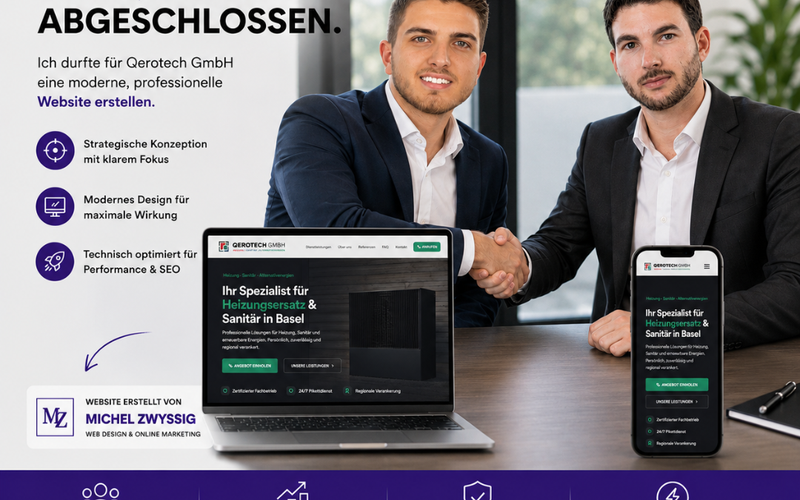 Modernes Webseiten Redesign für die Qerotech GmbH mit Premium Webdesign, mobiler Optimierung und modernem Unternehmensauftritt von Regiosearch