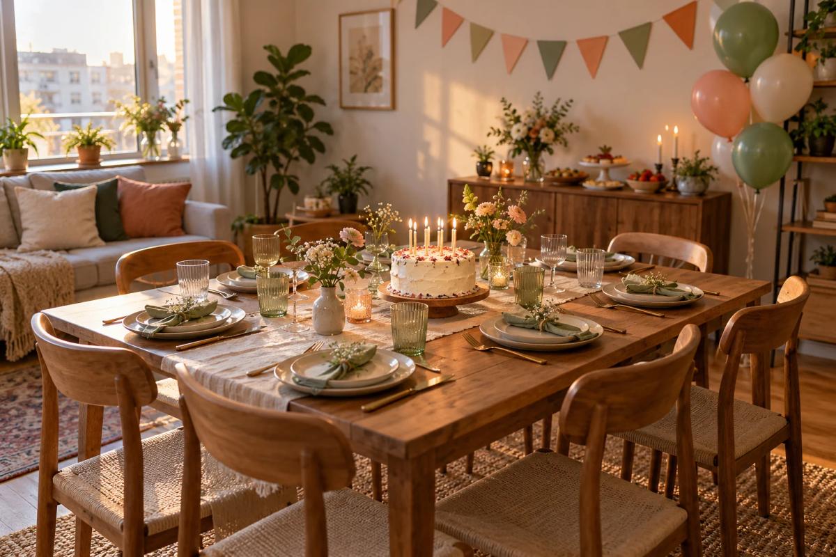 Practical birthday party setup for eight guests in a small apartment