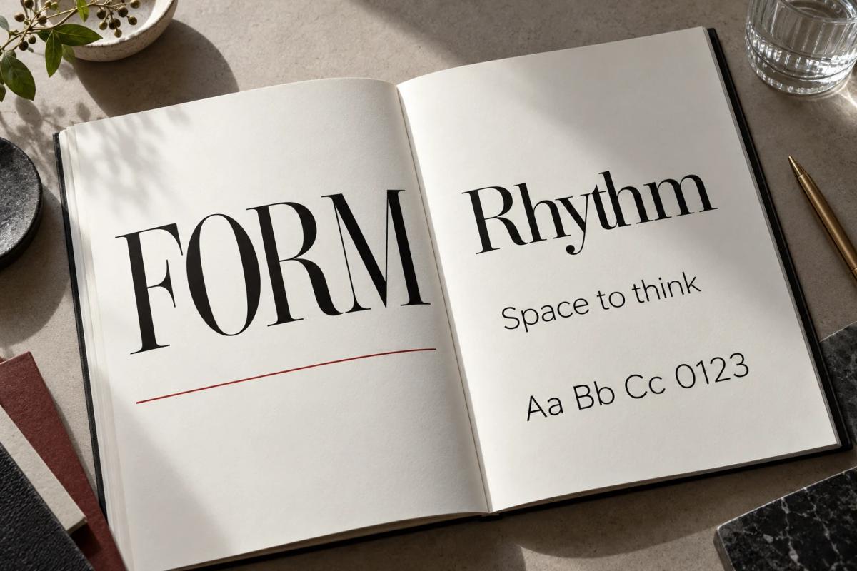Editorial typography specimen showing type hierarchy and spacing