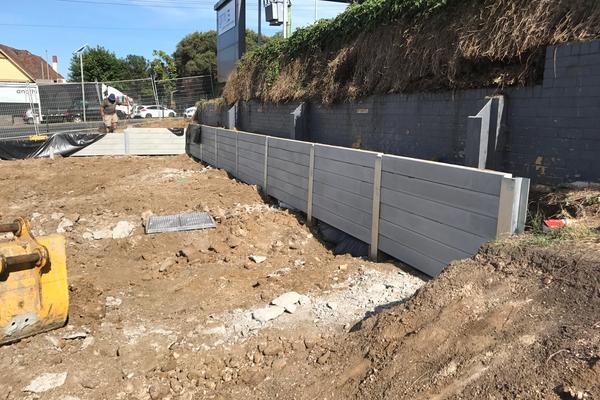 Retaining wall project in Newtown