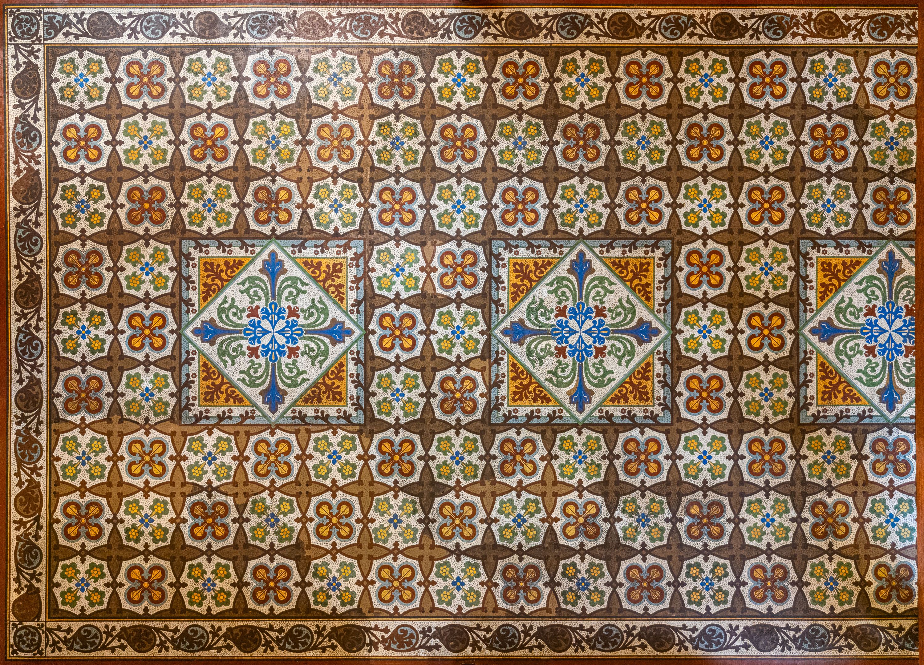 Original 1887 mosaic tiles at the ANZ Museum designed by Foolscap.