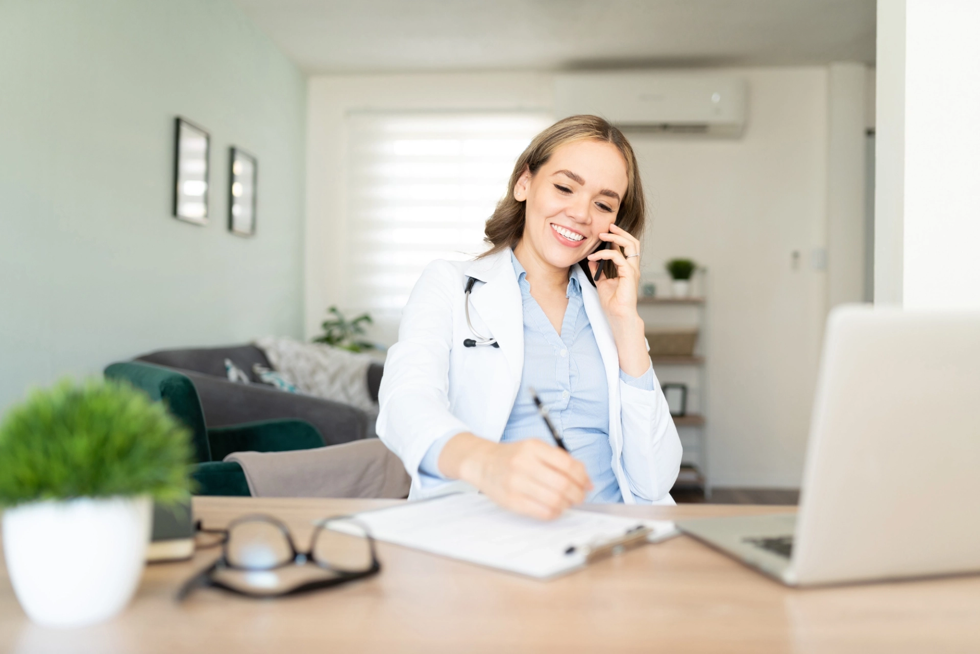 Doctor providing compassionate care over the phone