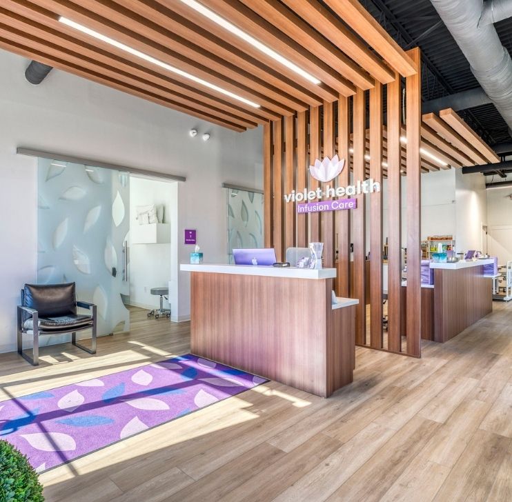 Hero image of a modern infusion center dedicated to patients with chronic diseases
