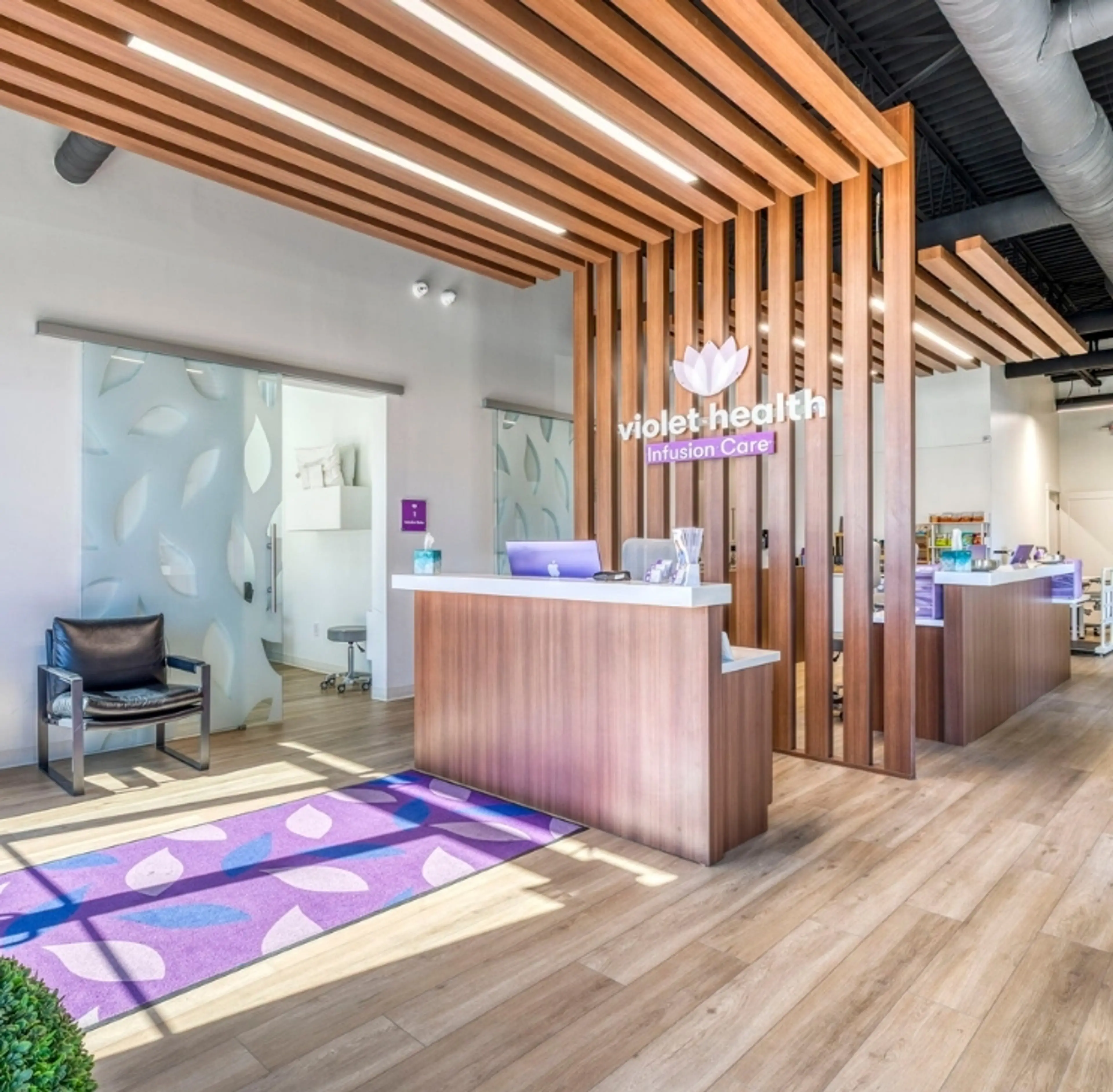 Hero image of a modern infusion center dedicated to patients with chronic diseases