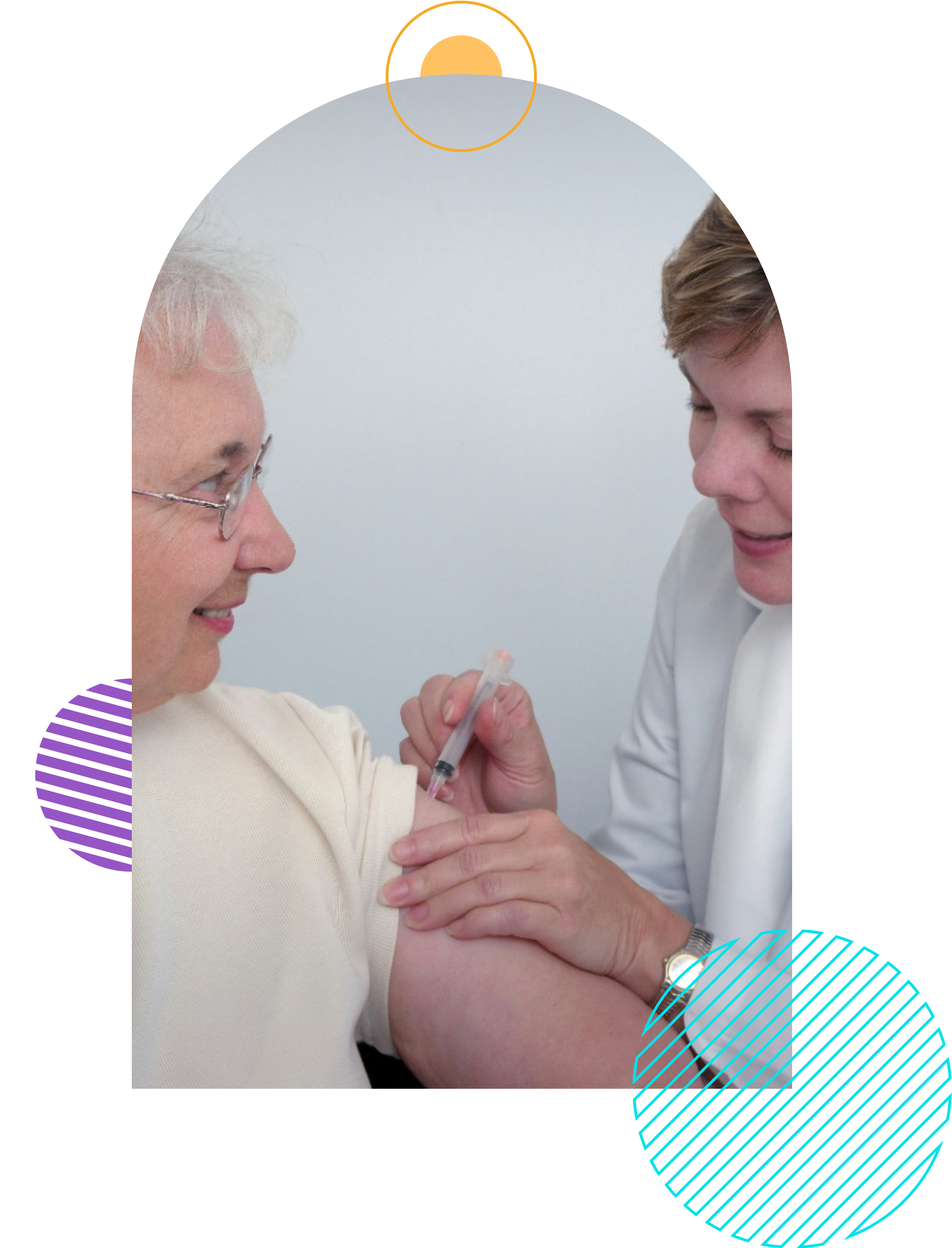 A Patient Smiles while receiving an Injection from a Registered Nurse