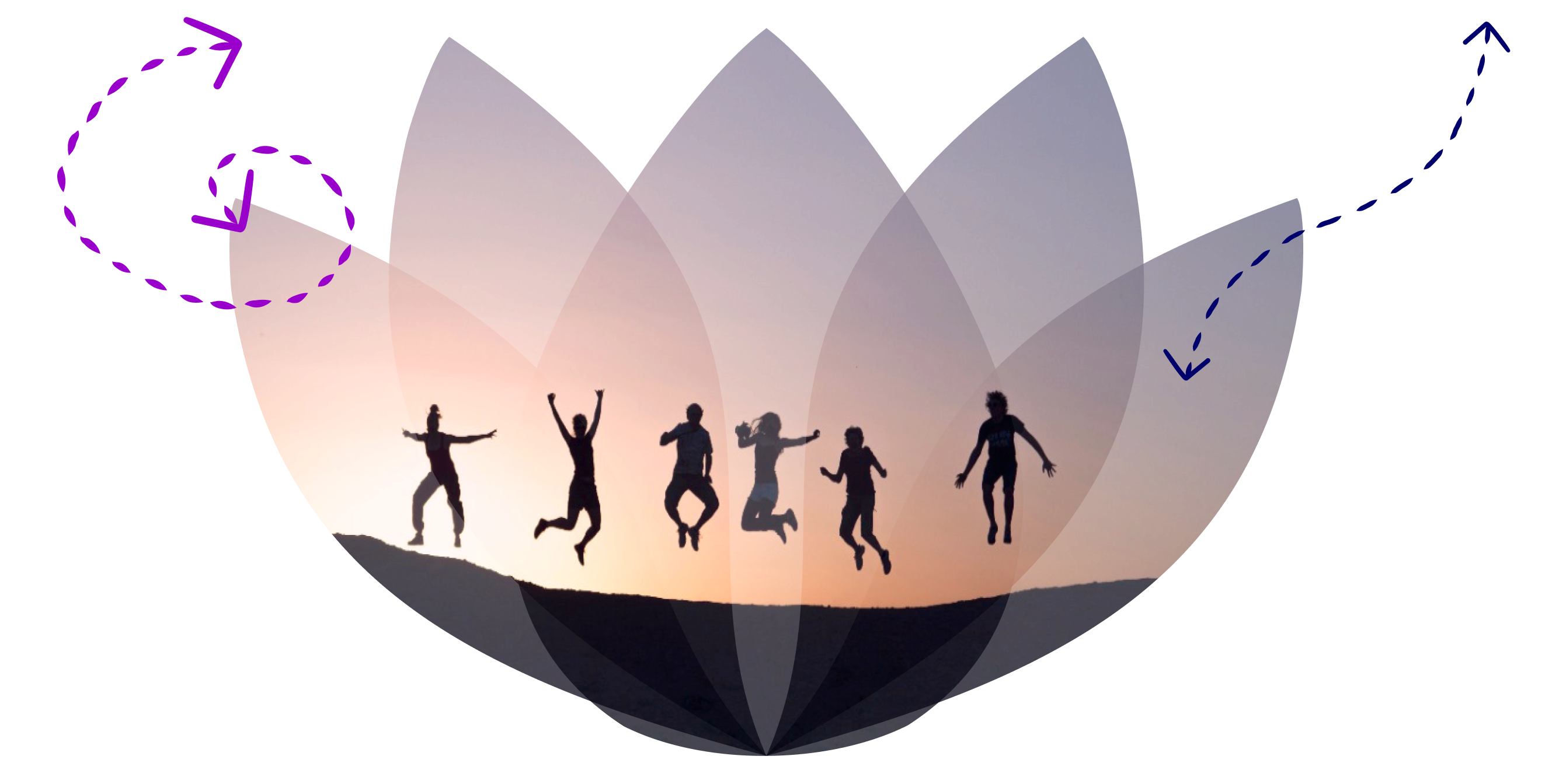 Violet Health Logo with Happy, Healthy People jumping