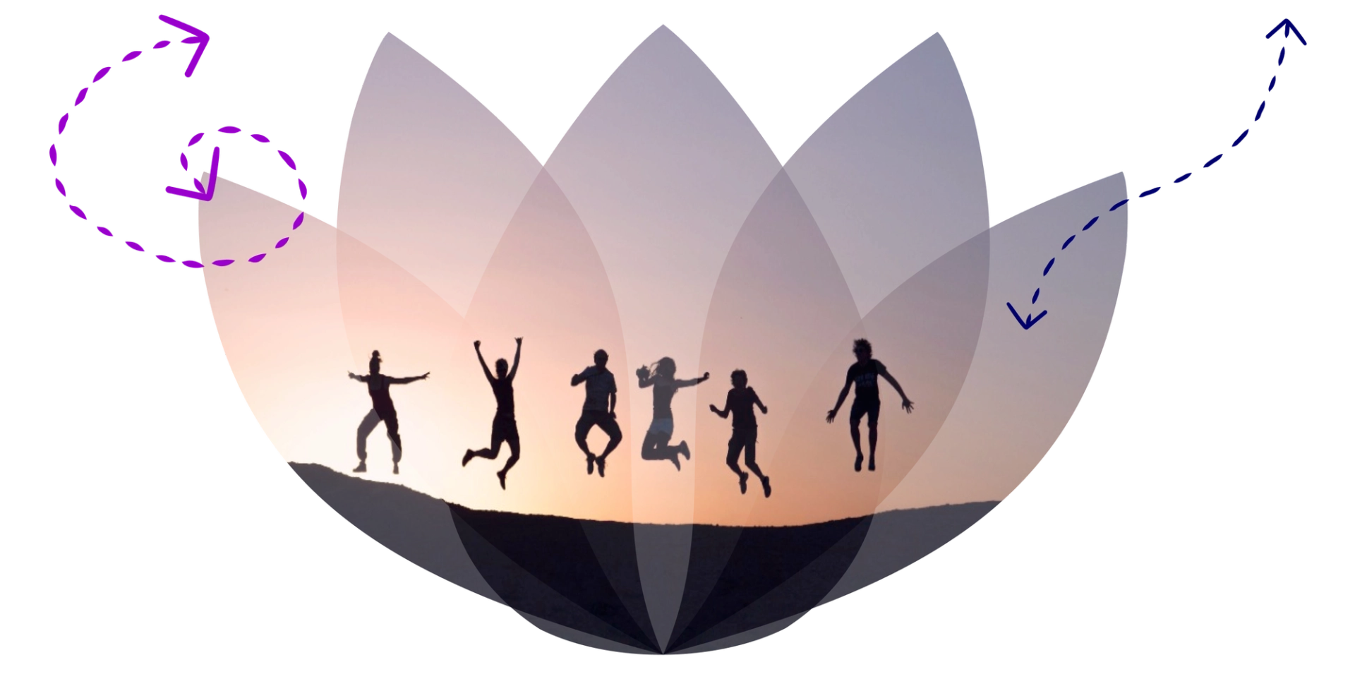 Violet Health Logo with Happy, Healthy People jumping