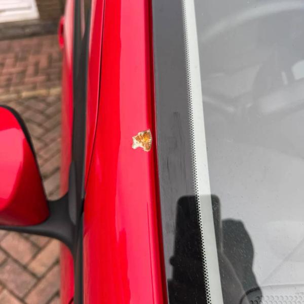 Before — A-Pillar Dent Repair on a Peugeot 108 in Aspull, Wigan