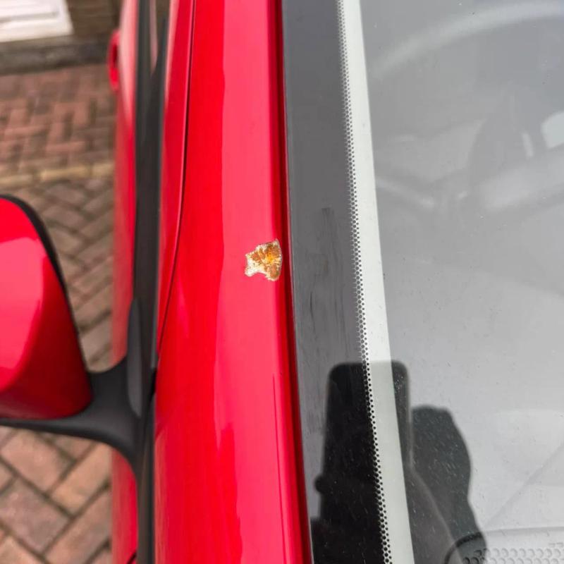 Before - A-Pillar Dent Repair on a Peugeot 108 in Aspull, Wigan