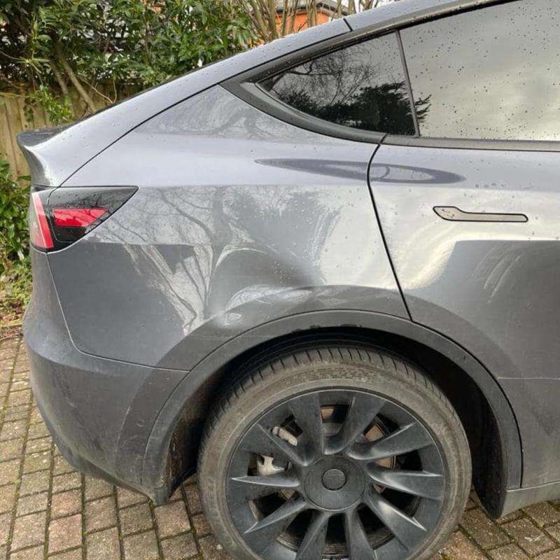 Before - Rear Wing Dent Repair on a Tesla Model Y in Wilmslow, Cheshire