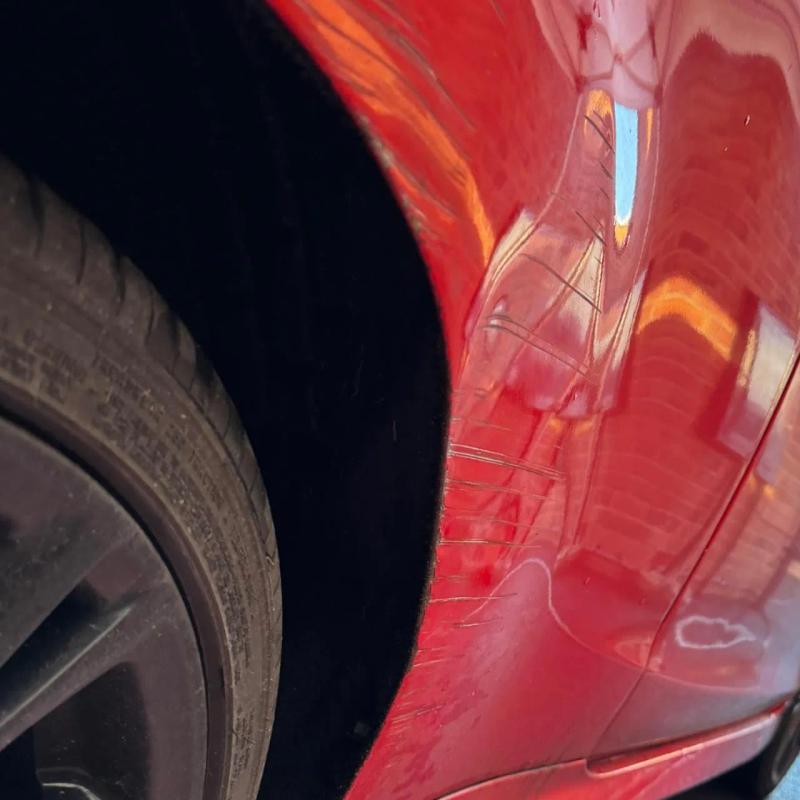 Before - Rear Quarter Dent and Deep Scratch Repair on Ford Fiesta in Wigan