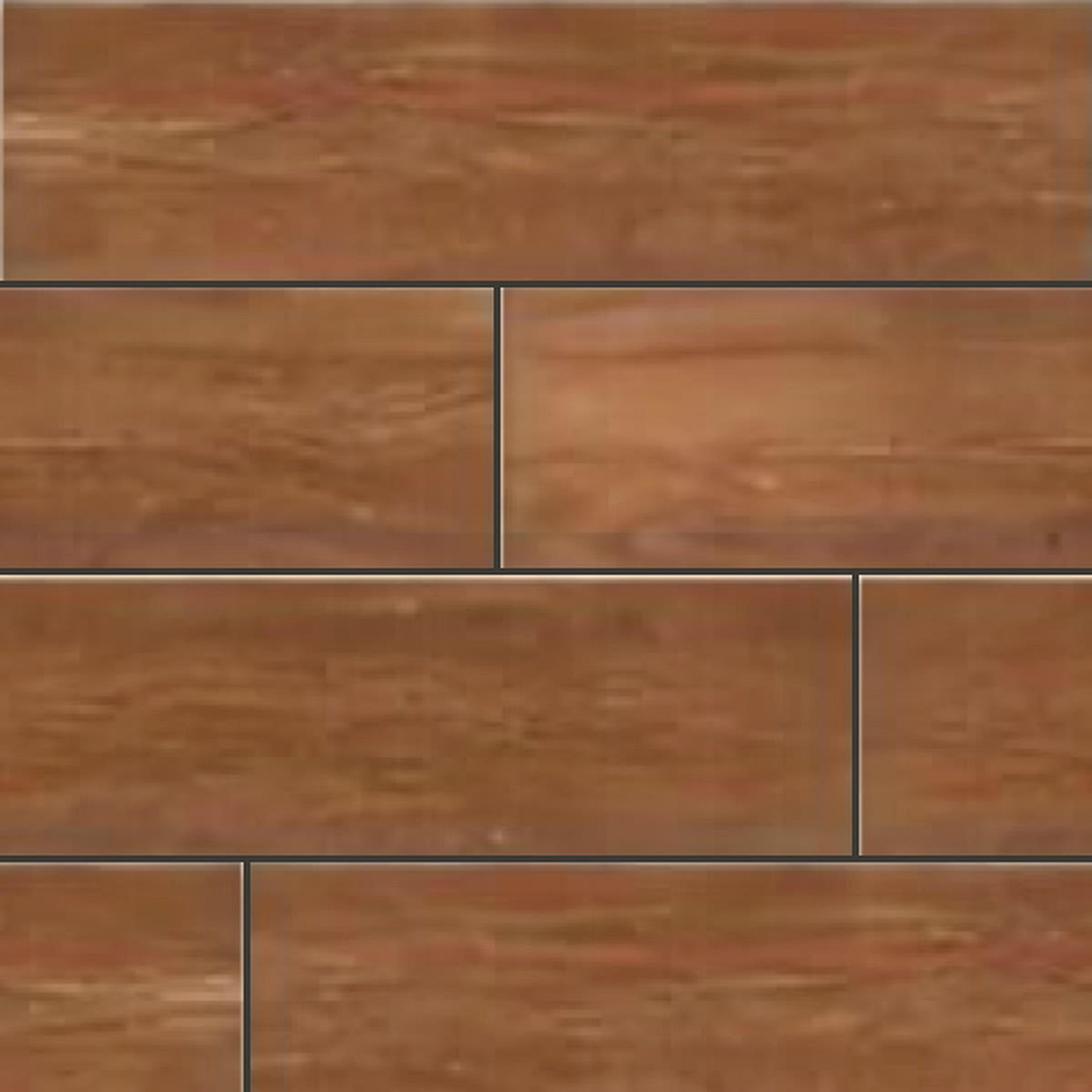 Muestra de porcelanato símil madera caoba