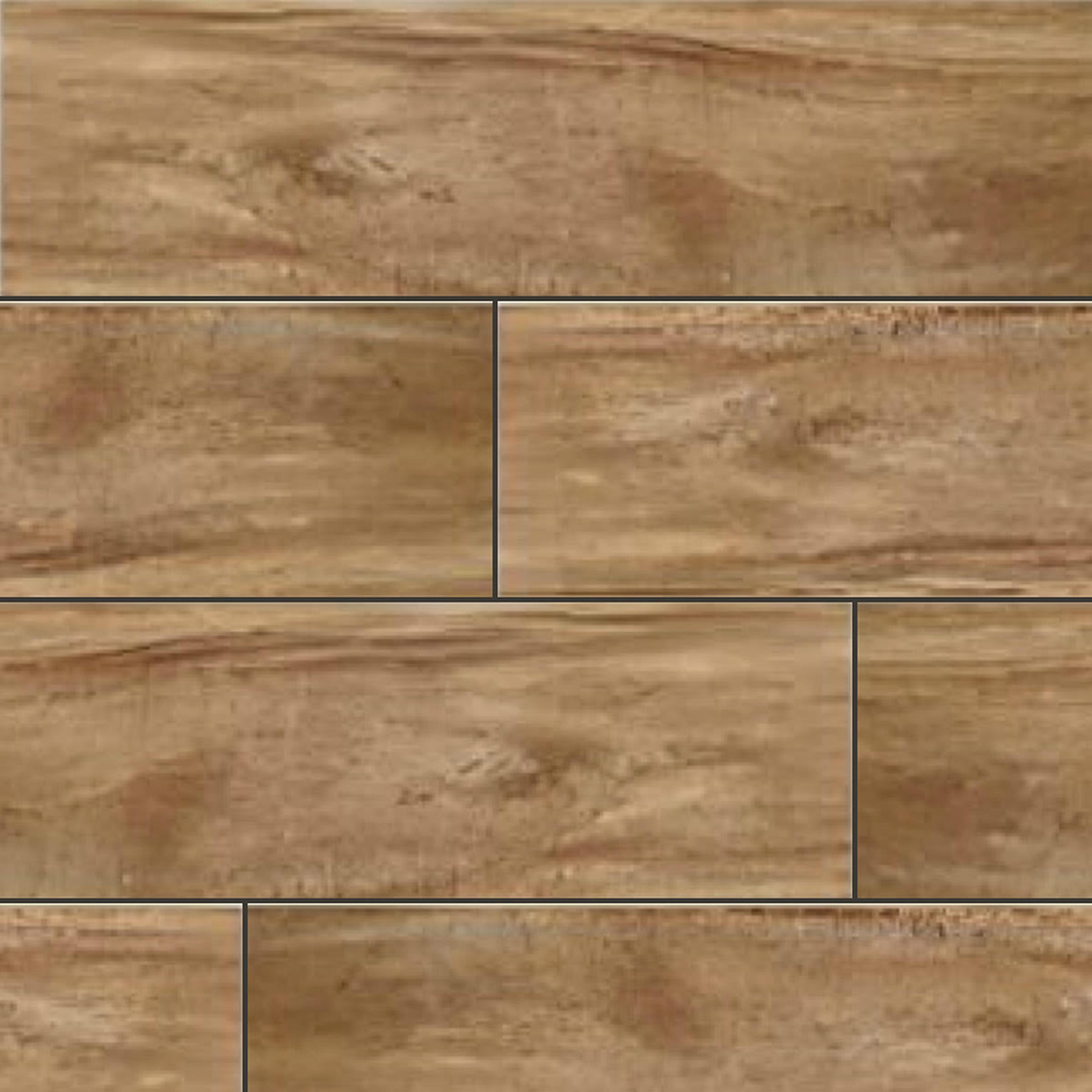 Muestra de porcelanato símil madera nogal veteado