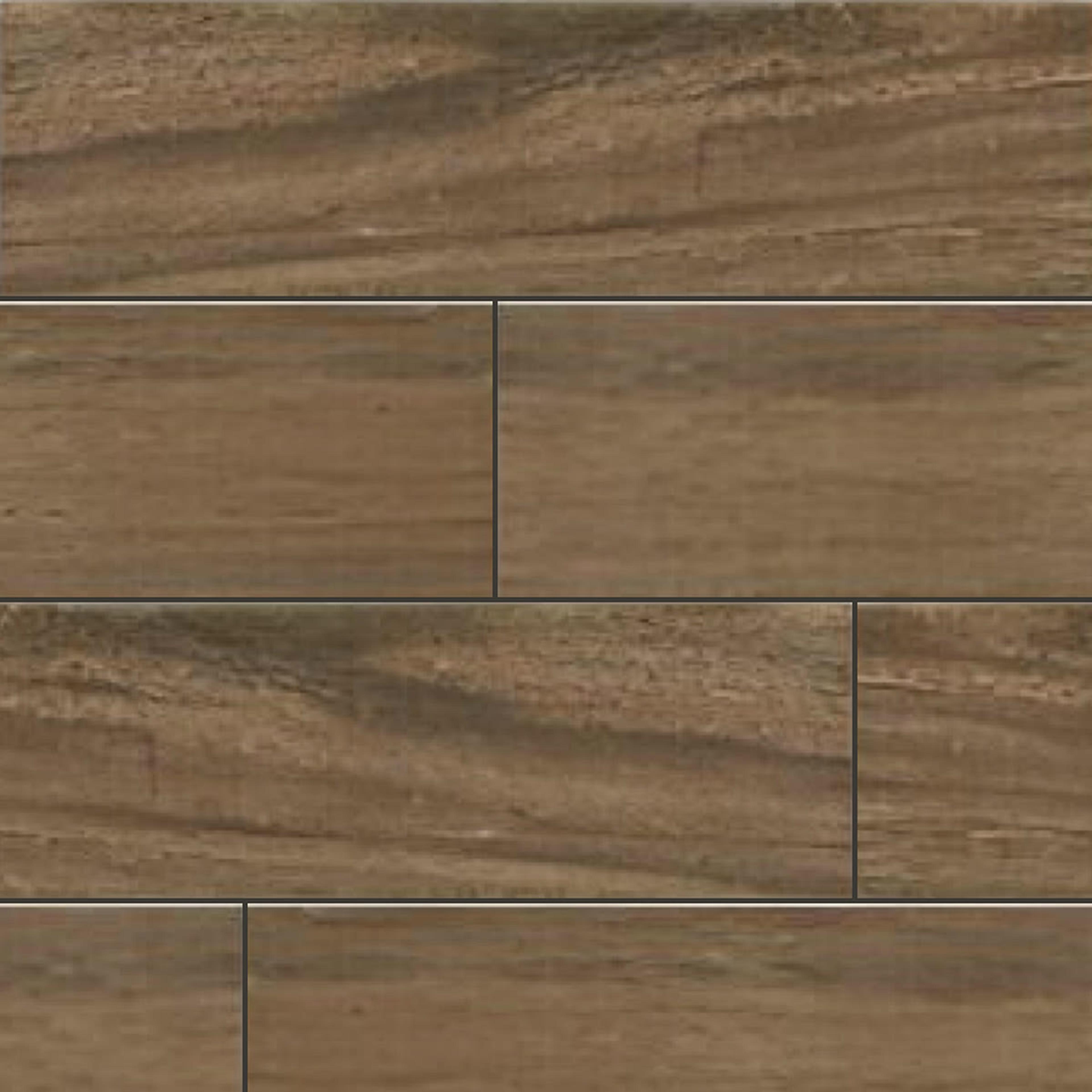 Muestra de porcelanato símil madera nogal chocolate
