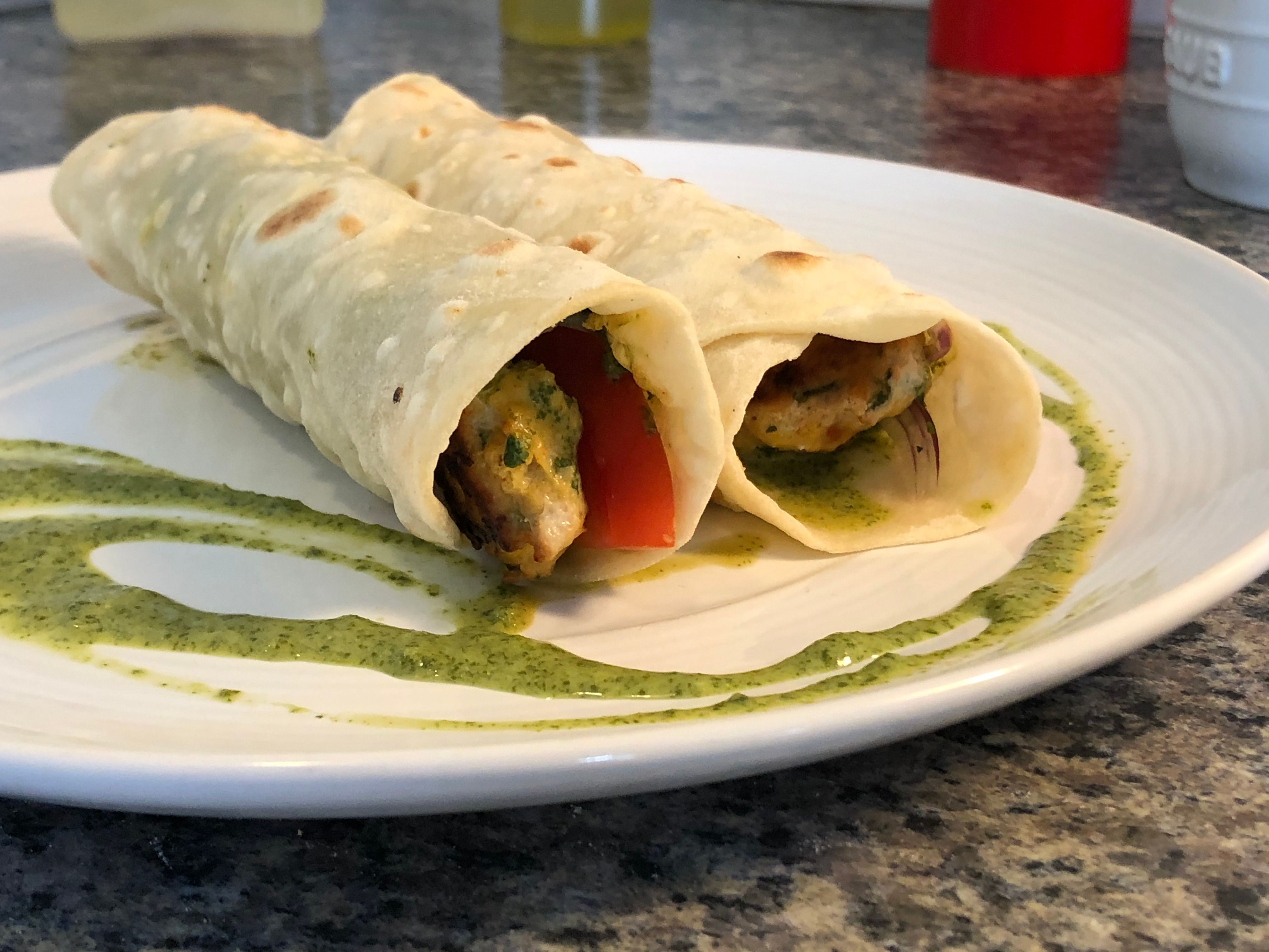 Juicy Indian Chicken Seekh Kebab Rolls Recipe