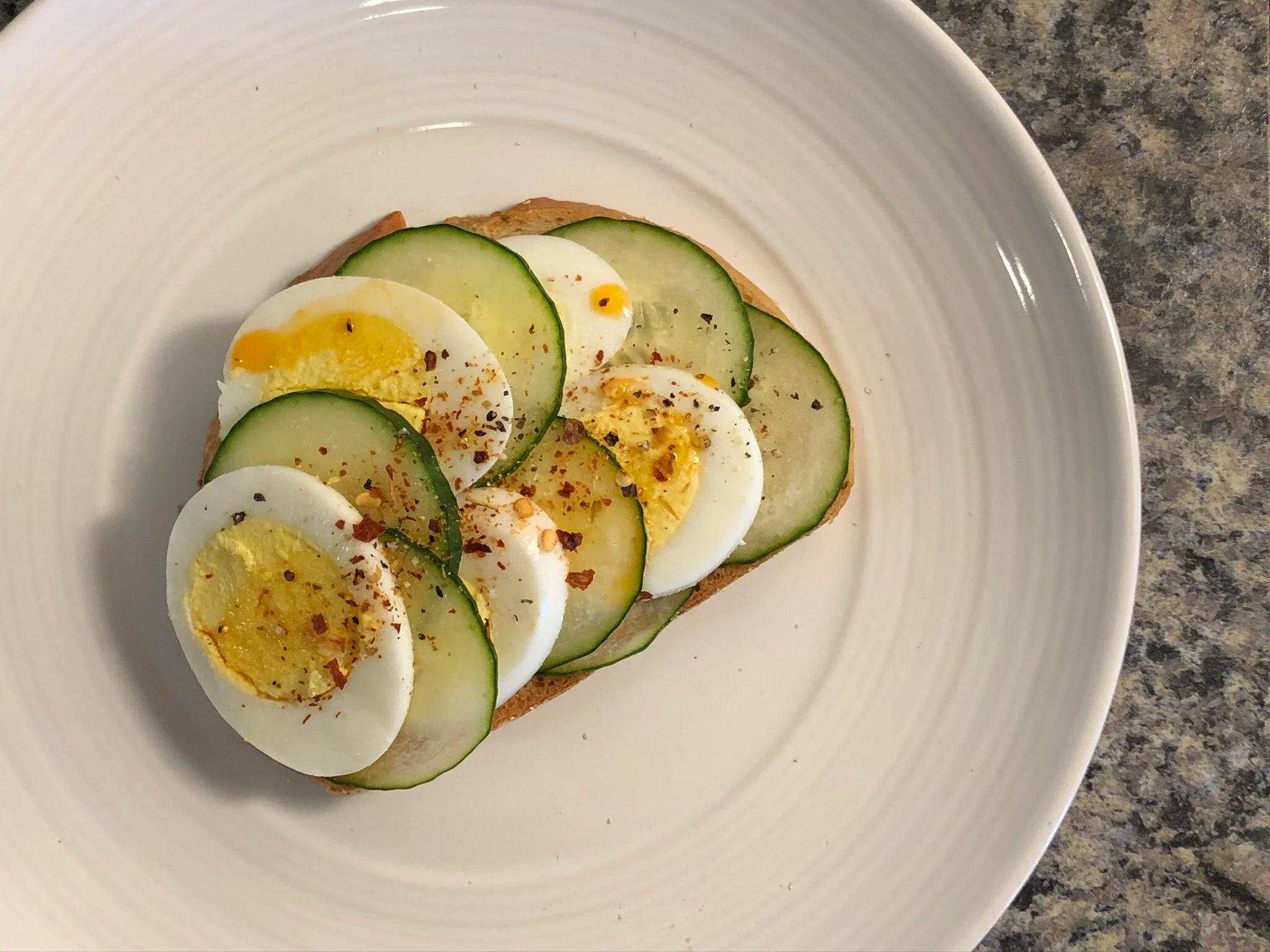 Tangy Cucumber and Boiled Egg Toast Recipe