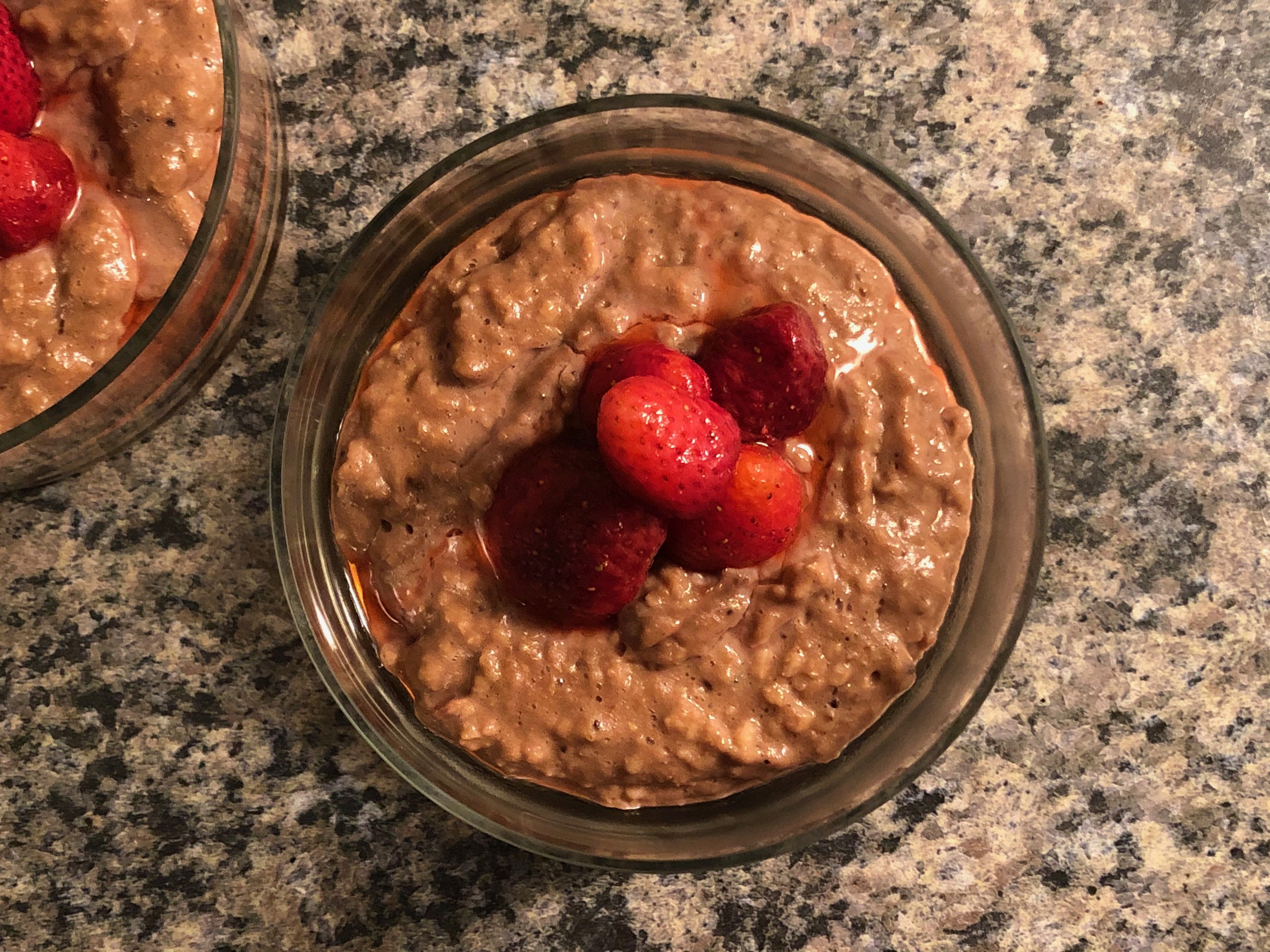 Healthy Chocolate Strawberry Protein Oatmeal