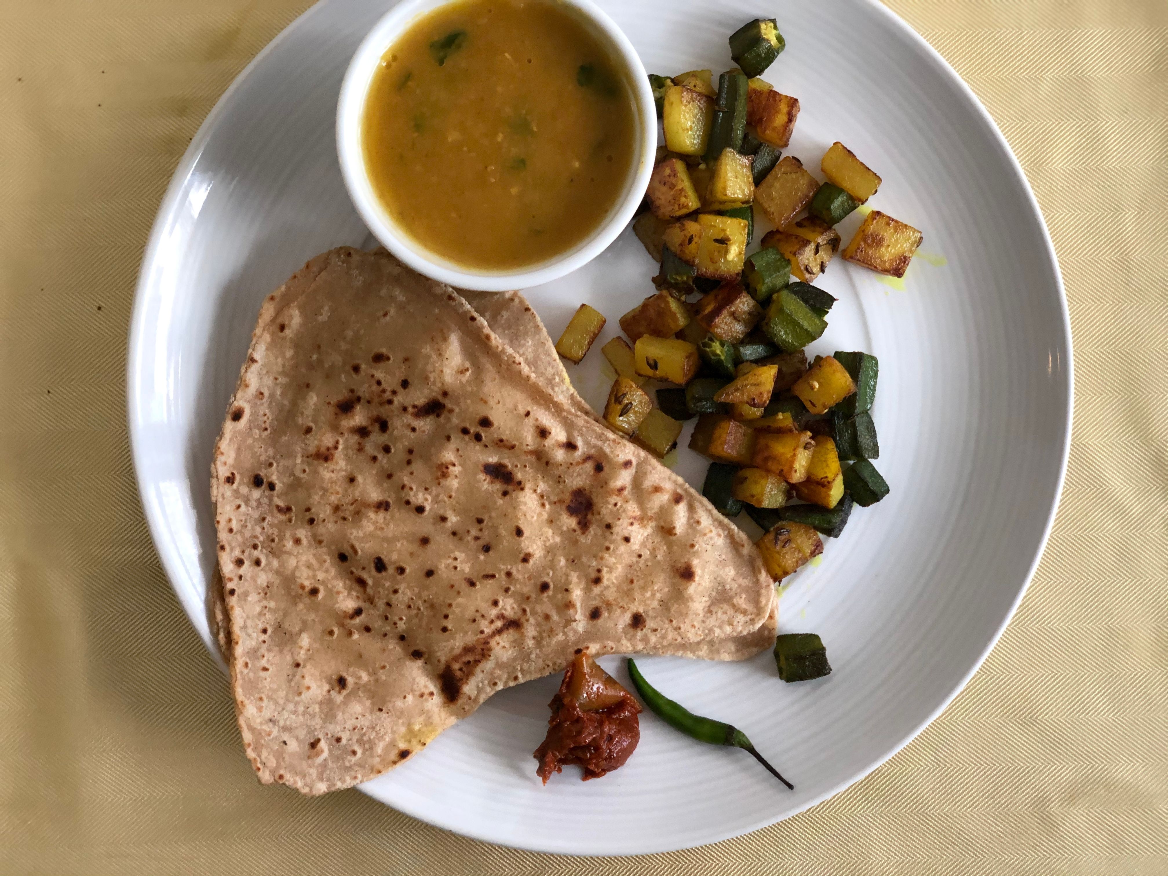 Crispy Aloo Bhindi - Stir Fried Okra & Potatoes