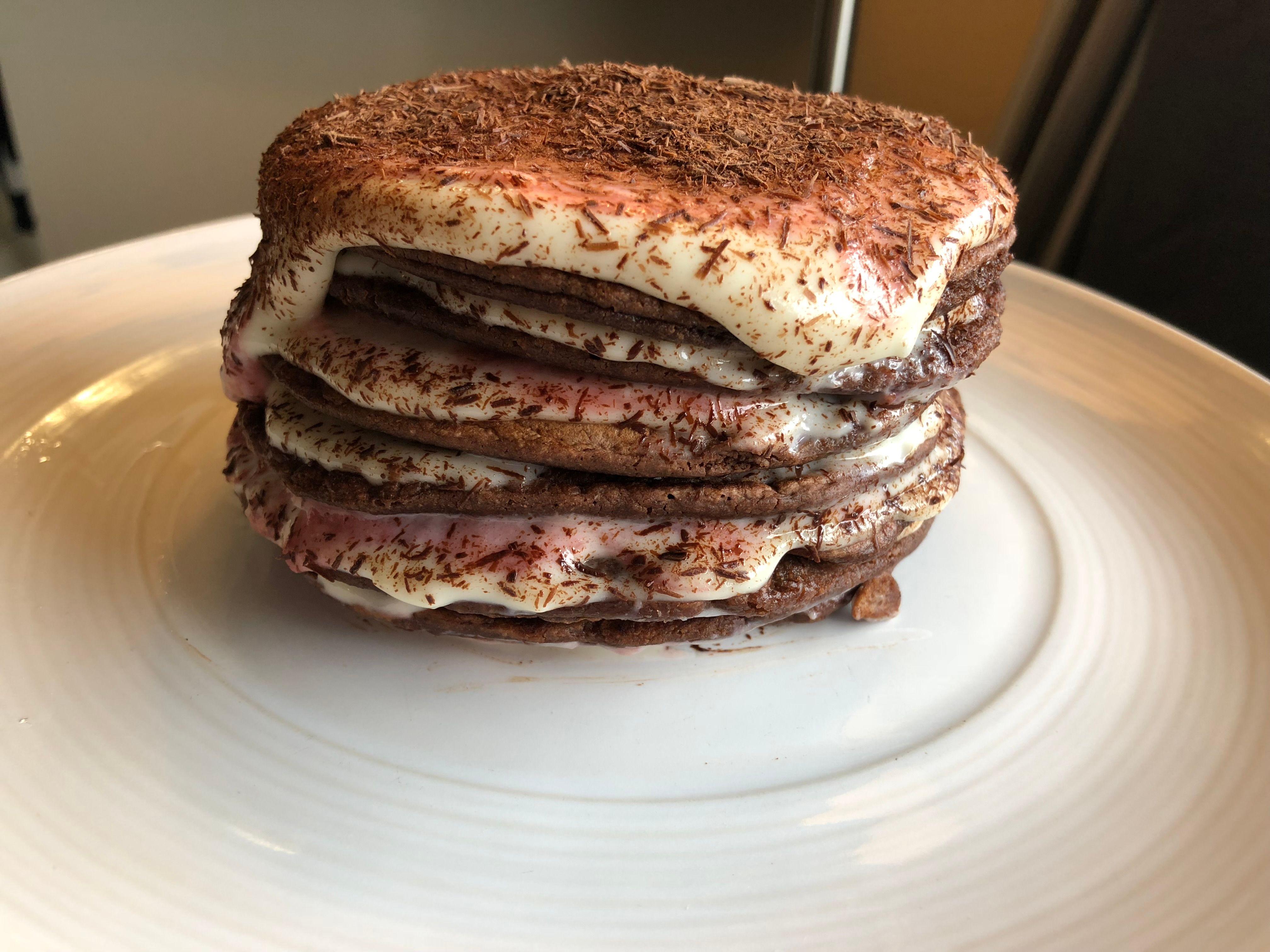 Black Forest Pancake with Cream Cheese Glaze
