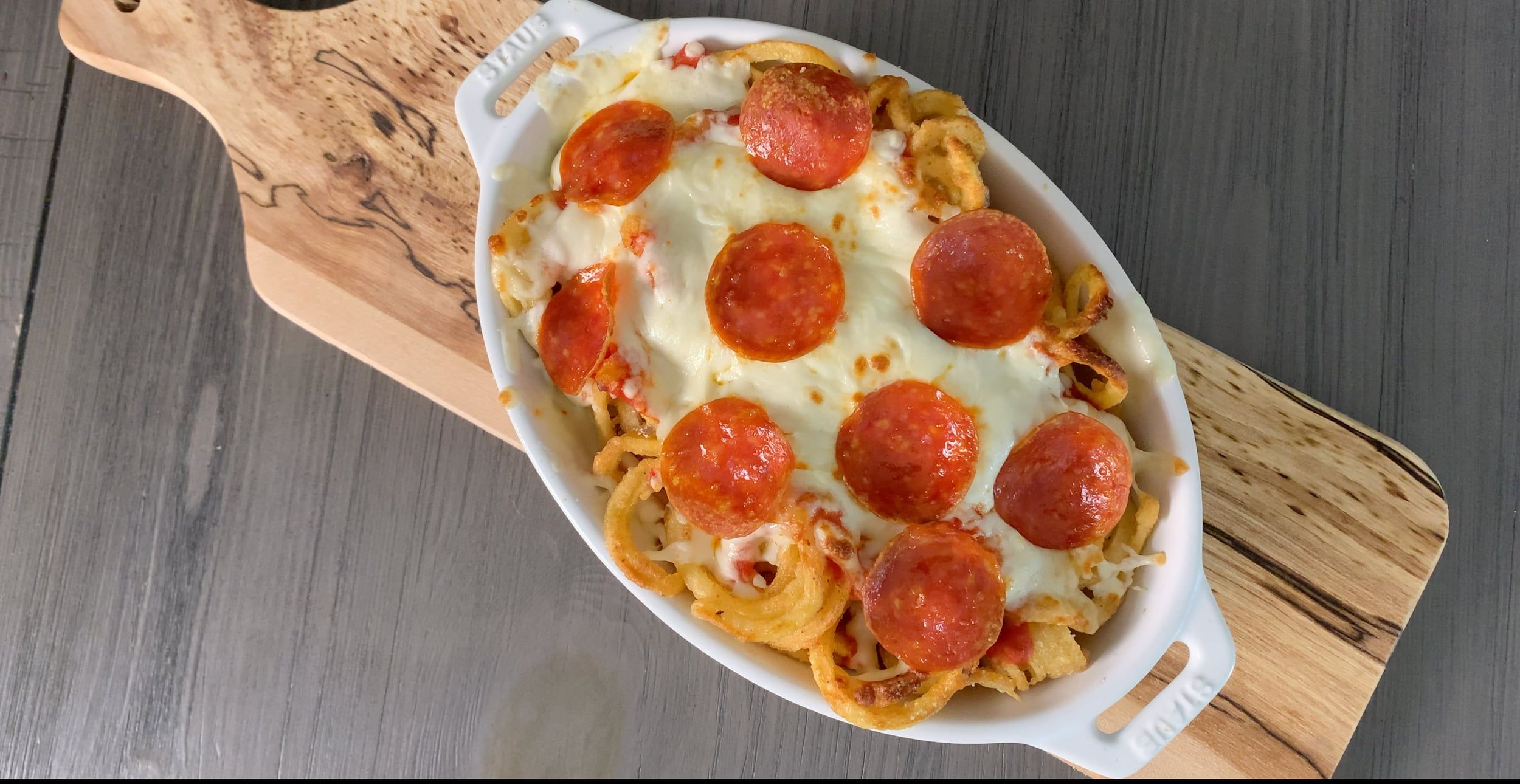 The Ultimate Cheesy Pizza Fries with Curly Fries