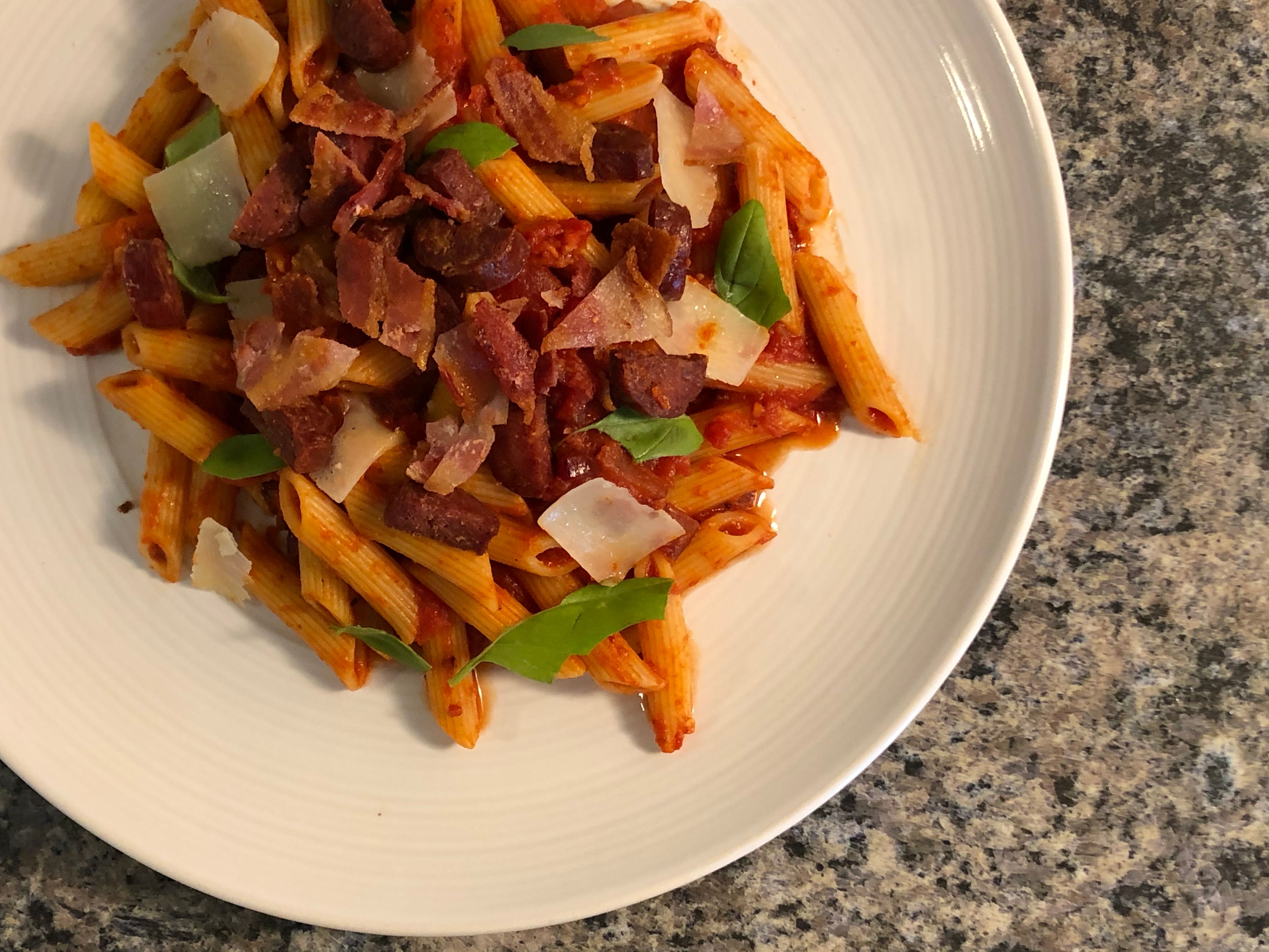 Bold and Saucy Spicy Bacon and Chorizo Pasta Recipe