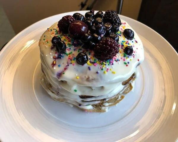 Extremely Fun & Fluffy M&M Funfetti Pancakes
