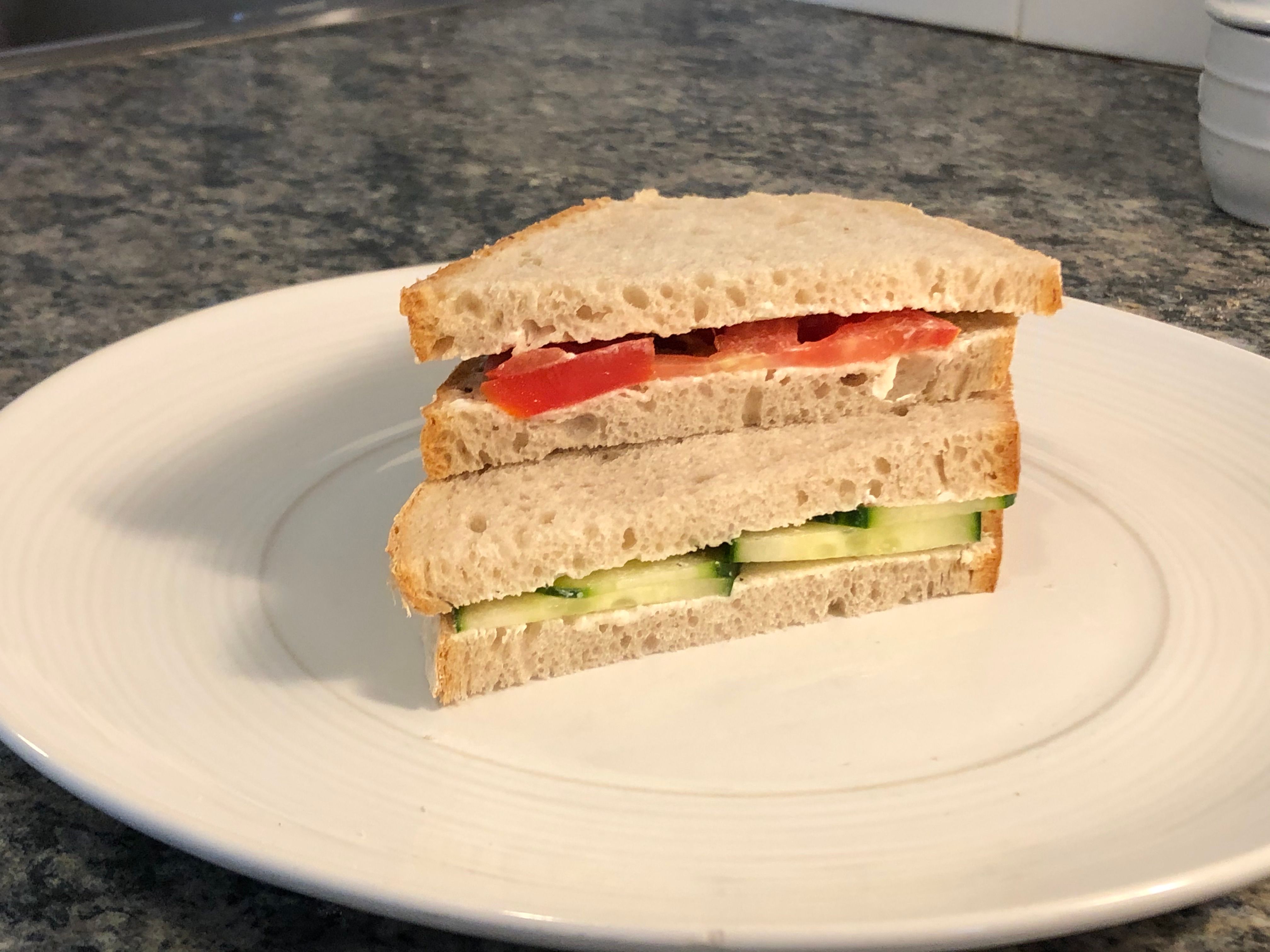 Cucumber & Tomato Sandwiches with Cream Cheese