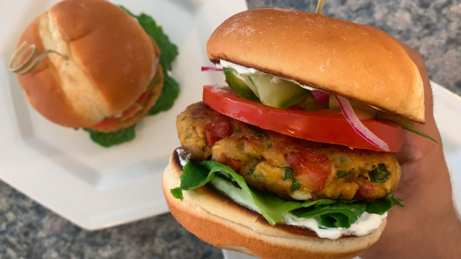 Indian Chicken Keema Burger with Pickled Veggies