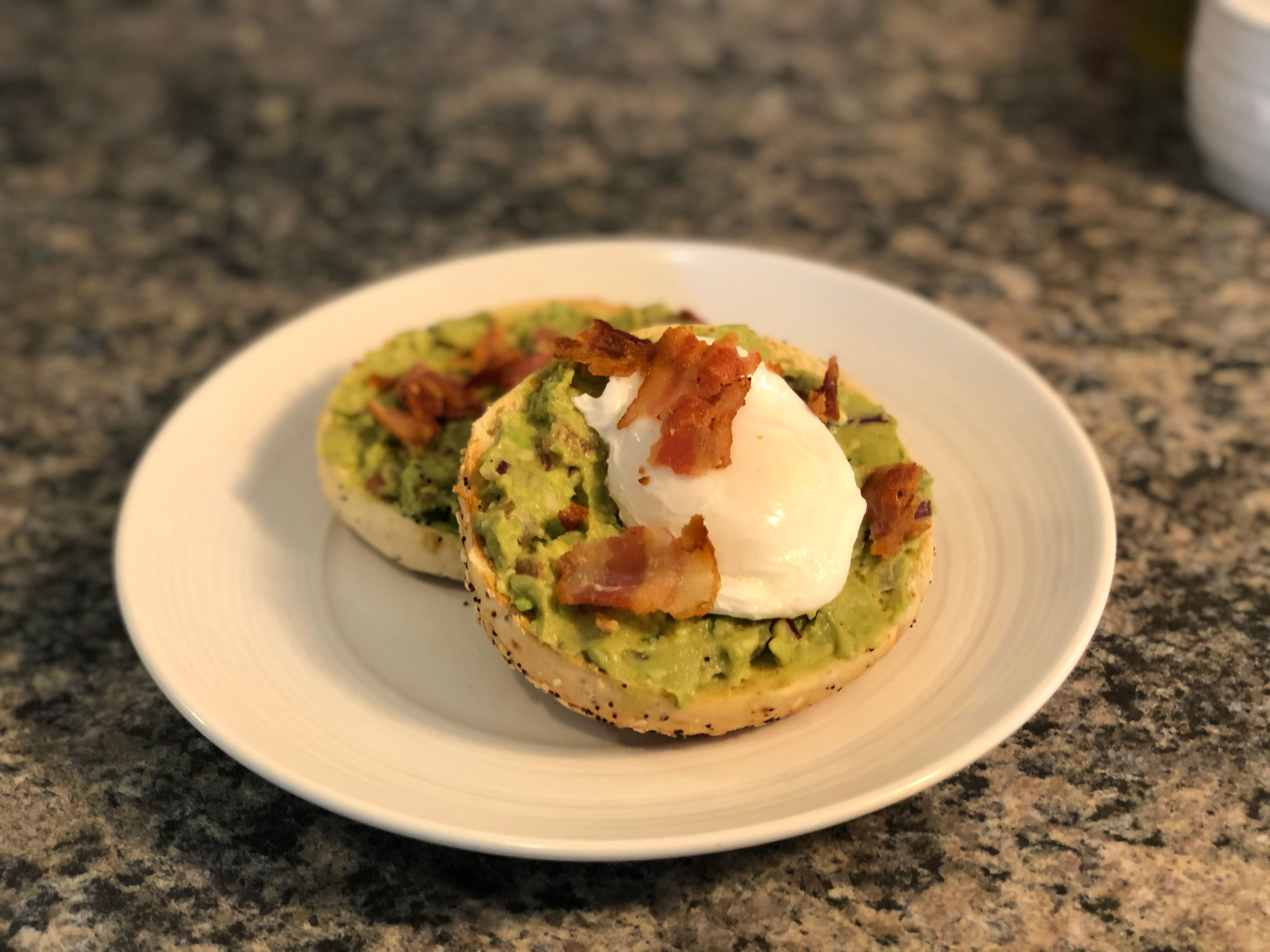 Bacon, Egg and Guacamole Breakfast Bagel