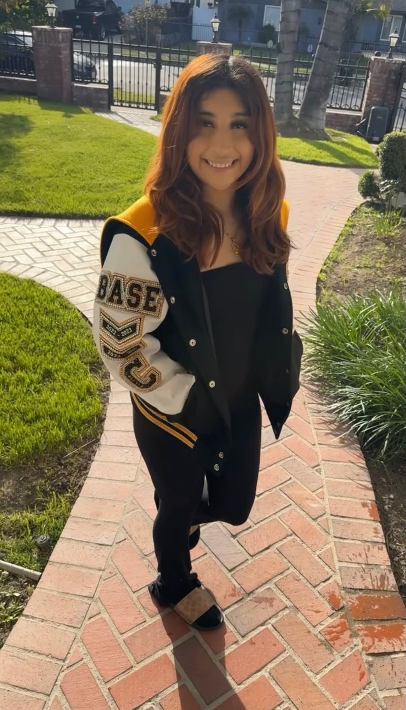 Custom blinged letterman jacket by Erica’s Sparkly Designs