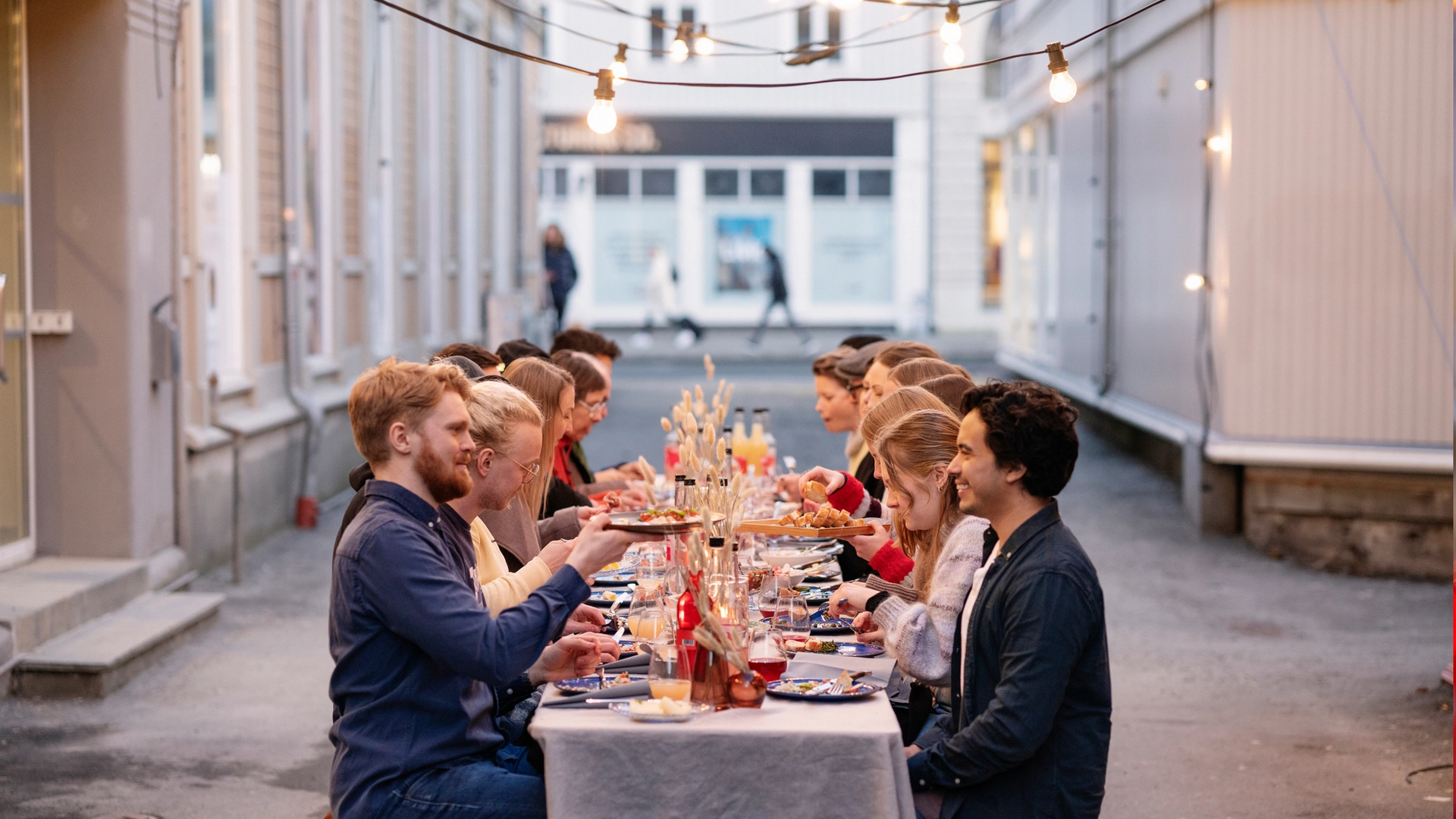 Photo of people dining on the street